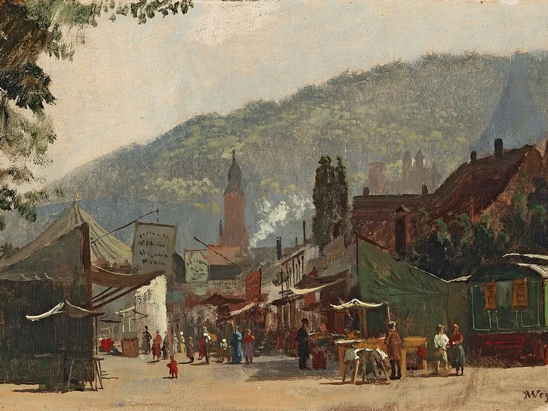 1833-Karl Weysser - Fiera d'autunno in Piazza del Giubileo a Heidelberg